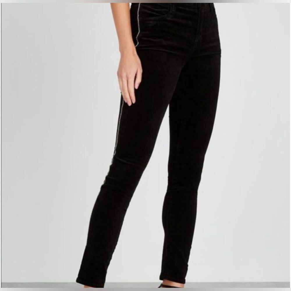 J Brand black velvet with bling sides jeans